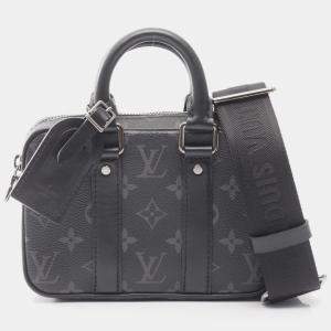 Pre Owned Louis Vuitton Nano Porte Documents Voyage Monogram Eclipse Canvas Shoulder Bag