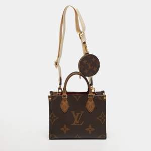 Pre Owned Louis Vuitton Onthego PM Monogram Giant Reverse Canvas Tote
