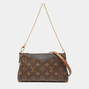 مملوكة مسبقًا Louis Vuitton Black Brown Monogram Pallas Clutch