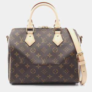 Pre Owned حقيبة لوي فيتون سبيدي باندوليير 25 بوسطن جلد كانفاس مونوغرام بني