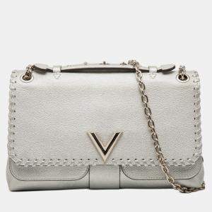 مملوكة مسبقًا Louis Vuitton Silver Metallic Cuir Plume Ecume Very Chain Bag