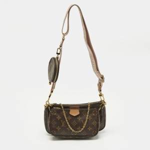 Pre Owned Louis Vuitton Rose Ballerine Monogram Canvas Multi Pochette Accessories Bag