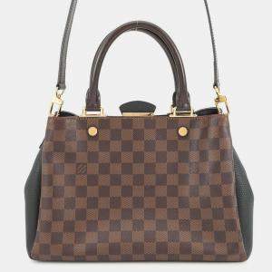 Pre Owned Louis Vuitton Brittany Noir Damier Ebene Canvas Taurillon Leather
