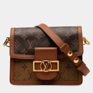 Pre Owned Louis Vuitton Brown Monogram Reverse Mini Dauphine