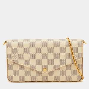 Pre Owned Louis Vuitton Pochette Félicie Damier Azur Canvas Bag