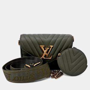 مملوكة مسبقًا Louis Vuitton Green Leather New Wave Multi Pochette
