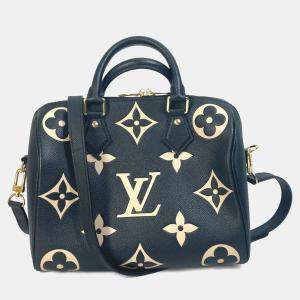 Pre Owned Louis Vuitton Monogram Empreinte Speedy Bandouliere 25 Handbag/Mini Boston Bag/Boston Bag In Leather Black