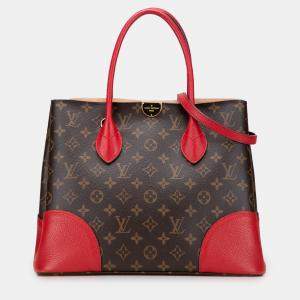 Pre Owned Louis Vuitton Brown Red Monogram Flandrin