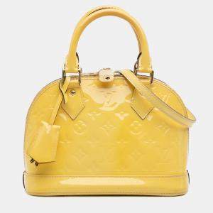Pre Owned Louis Vuitton Yellow Monogram Vernis Alma BB