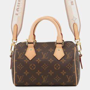 Pre Owned Louis Vuitton Speedy Bandouliere Beige/Red Monogram Size 20