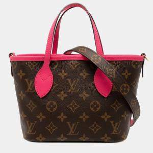 Pre Owned Louis Vuitton Monogram Neverfull Inside-Out Bb Handbag Brown Rose Pondicherry Leather