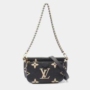 مملوكة مسبقًا Louis Vuitton Multi Pochette Accessoires Two-Tone Leather Shoulder Bag Black And Beige
