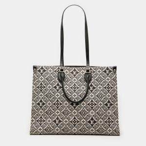 Pre Owned Louis Vuitton Black Monogram Jacquard Since 1854 OnTheGo GM