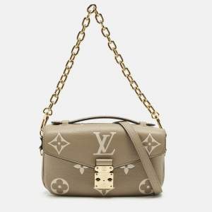Pre Owned Louis Vuitton Pochette Metis East West Tourterelle/Creme Monogram Empreinte Leather Shoulder Bag