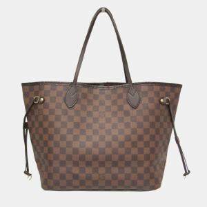 Pre Owned Louis Vuitton Damier Neverfull MM Tote Bag Brown Ebene