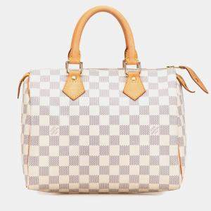 مملوكة مسبقًا Louis Vuitton White Damier Azur Speedy 25