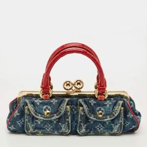 مملوكة مسبقًا حقيبة لويس فيتون فيرمور جي إم جينز مونوجرامي أزرق/أحمر وتمساح