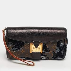 مملوكة مسبقًا Louis Vuitton Fleur de Jais Manege Black/Monogram Canvas and Leather Limited Edition Clutch