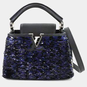 مملوكة مسبقًا Louis Vuitton Capucines Mini Black/Navy Taurillon Leatherand Sequins Satchel Bag