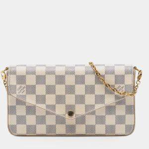 مملوكة مسبقًا Louis Vuitton White Damier Azur Pochette Felicie