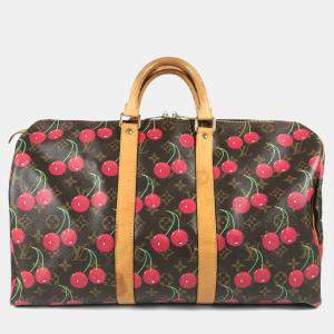 مملوكة مسبقًا Louis Vuitton Monogram Cherry Keepall 45 By Takashi Murakami A Travel Bag Canvas Brown