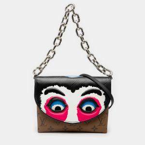 مملوكة مسبقًا Louis Vuitton Black/Brown Monogram Reverse and Epi Printed Kabuki Masks Pochette