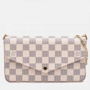 مملوكة مسبقًا حقيبة بوشت فليسي لوي فيتون دامير آزور أبيض