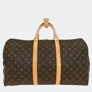 Pre Owned Louis Vuitton Monogram Keepall 50 Duffle Travel Handbag
