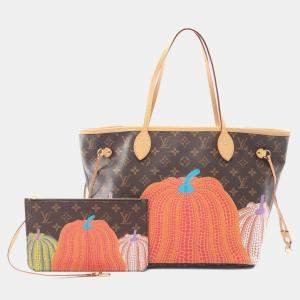 Pre Owned Louis Vuitton Neverfull MM Yayoi Kusama Pumpkin Dots Monogram Canvas Tote Bag