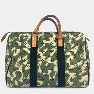 مملوكة مسبقًا Louis Vuitton Monogram Fleurage Speedy 35 Mini Boston Bag Camouflage Canvas Handbag Green