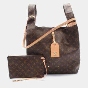 Pre Owned Louis Vuitton Atlantis Gm Handbag Coated Canvas Leather Monogram Brown