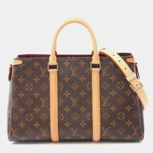Pre Owned Louis Vuitton Soufflot Mm Handbag Coated Canvas And Leather Monogram Brown