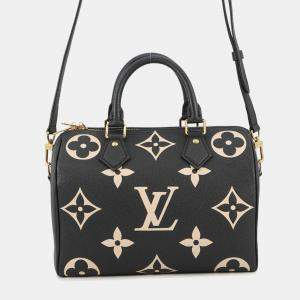 Pre Owned Louis Vuitton Two-Tone Monogram Empreinte Speedy Bandouliere 25 Handbag Black