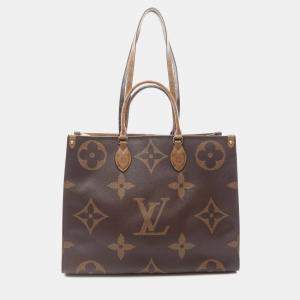 مملوكة مسبقًا Louis Vuitton On The Go Gm Tote Bag Coated Canvas Monogram Giant Reverse Brown Beige