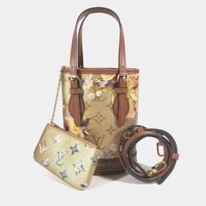 مملوكة مسبقًا Louis Vuitton Garden Nano Bucket Bag Leather Gold