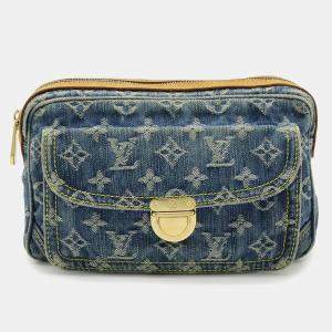 Pre Owned Louis Vuitton Monogram Denim Bum Bag Waist Shoulder Blue