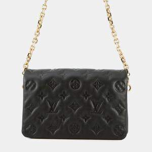 مملوكة مسبقًا Louis Vuitton Chain Shoulder Bag Monogram Lambskin Pochette Coussin Black