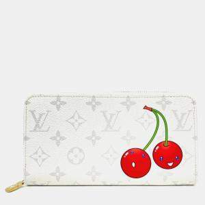 مملوكة مسبقًا Louis Vuitton Monogram Lv X Tm Zippy Wallet Cherry Long Canvas White