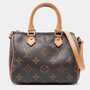 Pre Owned Louis Vuitton Brown Monogram Nano Speedy Bandouliere