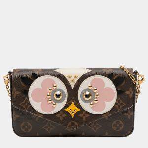 Pre Owned Louis Vuitton Brown Monogram Lovely Birds Pochette Felicie