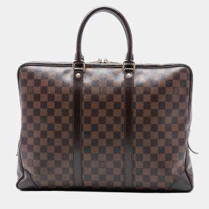 Pre Owned Louis Vuitton Brown Damier Ebene Porte Documents Voyage PM