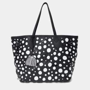 Pre Owned Louis Vuitton x Yayoi Kusama 2023 Black/White Monogram Empreinte Dots Neverfull with Pouch MM