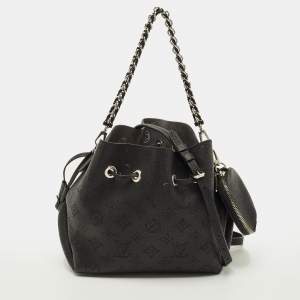 مملوكة مسبقًا Louis Vuitton Bella Black Monogram Mahina Leather Bucket Bag