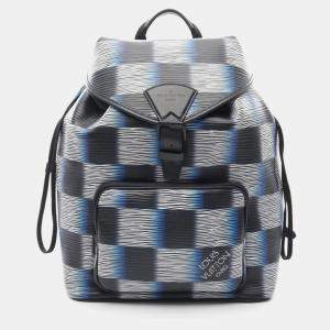 مملوكة مسبقًا حقيبة ظهر لويس فيتون مونتسوري دامير راش جلد إبّي أزرق بحري وأبيض