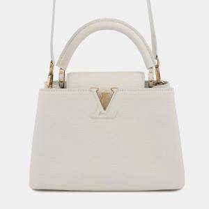 مملوكة مسبقًا Louis Vuitton Handbag Taurillon Leather Capucines Bb Shoulder Bag White