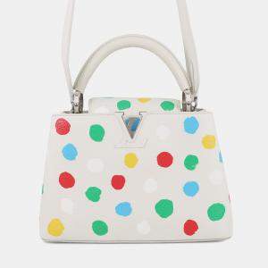 Pre Owned Louis Vuitton Capucines Lvxyk White/Multicolor Taurillon Leather Painted Dot Size Bb