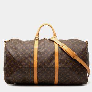 Pre Owned Louis Vuitton Brown Monogram Keepall Bandouliere 60