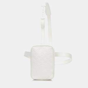Pre Owned Louis Vuitton White Monogram Taurillon Utility Side 