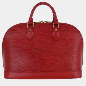 Pre Owned Louis Vuitton Red Epi Alma Handbag