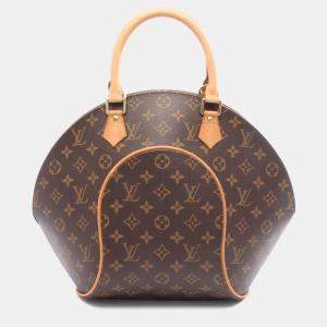 Pre Owned Louis Vuitton Ellipse Brown Monogram Canvas, Leather Top Handle Bag